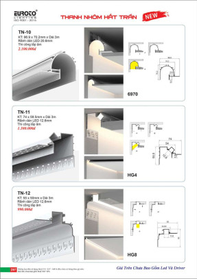 Thanh nhôm hắt trần Euroto TN-10, TN-11, TN-12