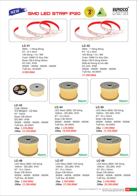 Đèn led SMD STRIP Euroto LC-41, LC-42, LC-43, LC-44, LC-45, LC-46, LC-47, LC-48
