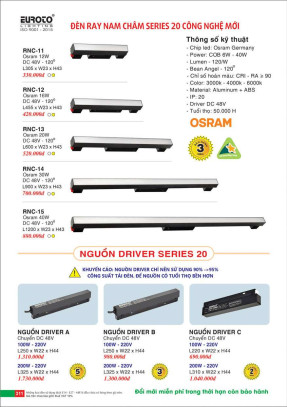 Đèn ray nam châm series 20 Euroto RNC-11, RNC-12, RNC-13, RNC-14, RNC-15