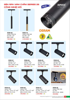 Đèn ray nam châm Euroto RSM-61, RSM-62, RSM-63, RSM-64, RSM-65, RSM-66, RSM-67, RSM-68, RSM-69, RSM-70