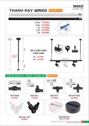 Thanh ray Euroto series F22, khớp nối thanh ray Euroto series F22