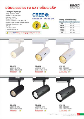 Đèn ray Euroto FR-165, FR-166, FR-167, FR-168, FR-169, FR-170