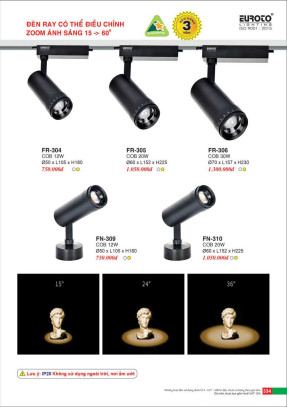 Đèn ray có thể điều chỉnh zoom ánh sáng Euroto FR-304, FR-305, FR-306, FN-309, FN-310