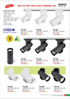 Đèn spotlight Euroto FR-361, FR-362, FR-363, FR-364, FR-365, FR-366, FN-367, FN-368, FN-369, FN-370
