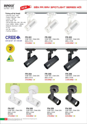 Đèn spotlight Euroto FR-351, FR-352, FR-353, FR-354, FR-355, FR-356, FN-357, FN-358, FN-359, FN-360
