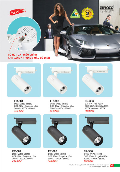 Đèn spotlight Euroto FR-381, FR-382, FR-383, FR-384, FR-385, FR-386