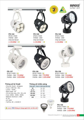 Đèn spotlight Euroto FR-124, FR-125, FR-126, FR-127, FR-128, FN-129, FN-130