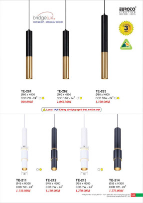 Đèn spotlight Euroto TE-261, TE-262, TE-263, TE-211, TE-212, TE-213, TE-214