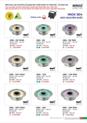 Đèn pha đặt dưới nước và trên bờ Euroto HBG 9W, HBG 12W, HBG 18W