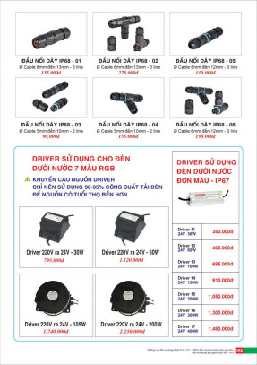 Đầu nối dây, Driver sử dụng cho đèn dưới nước 7 màu RGB, Driver sử dụng cho đèn dưới nước đơn màu