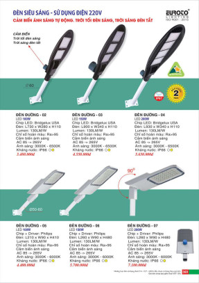 Đèn đường Euroto ĐÈN ĐƯỜNG - 02, ĐÈN ĐƯỜNG - 03, ĐÈN ĐƯỜNG - 04, ĐÈN ĐƯỜNG - 05, ĐÈN ĐƯỜNG - 06, ĐÈN ĐƯỜNG - 02