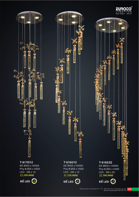 Đèn thả Euroto T-6170/12, T-6164/12, T-6165/22