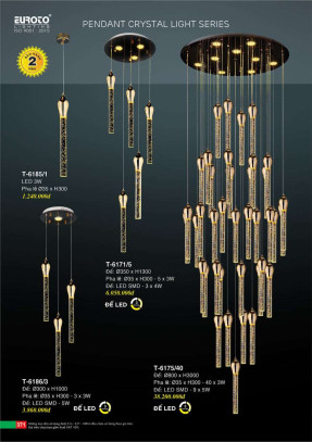 Đèn thả Euroto T-6185/1, T-6186/3, T-6171/5, T-6175/40