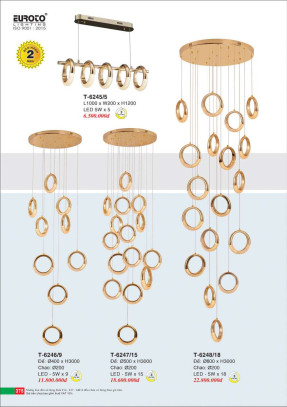 Đèn thả Euroto T-6245/5, T-6246/9, T-6247/15, T-6248/18