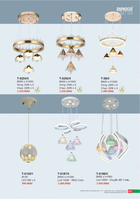 Đèn thả Euroto T-6204/4, T-6205/4, T-08/4, T-6150/1, T-6187/4, T-6188/4