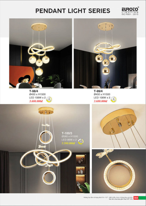 Đèn thả Euroto T-98/4, T-99/4, T-100/3