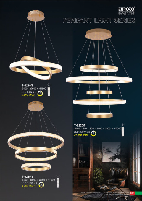 Đèn thả Euroto T-6218/2, T-6219/3, T-6220/5