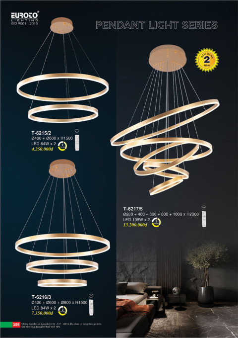 Đèn thả Euroto T-6215/2, T-6216/3, T-6217/5