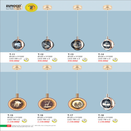 Đèn thả Euroto T-11, T-12, T-13, T-14, T-15, T-16, T-17, T-18