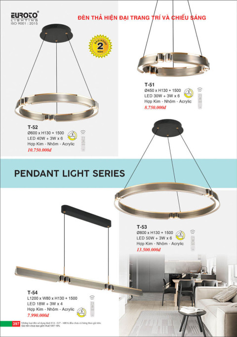 Đèn thả Euroto T-51, T-52, T-53, T-54