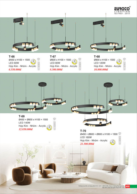 Đèn thả Euroto T-66, T-67, T-68, T-69, T-70