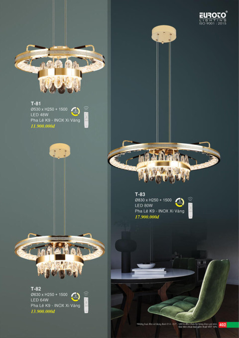 Đèn thả Euroto T-81, T-82, T-83