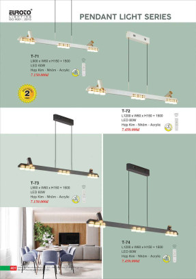 Đèn thả Euroto T-71, T-72, T-73, T-74