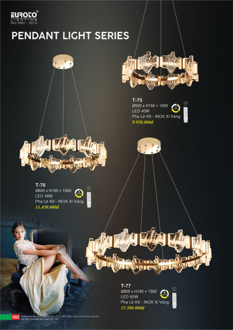 Đèn thả Euroto T-75, T-76, T-77