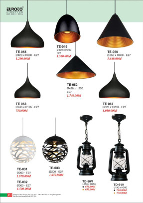 Đèn thả Euroto TE-49, TE-50, TE-52, TE-53, TE-54, TE-55, TE-31, TE-32, TE-33, TE-90/1, TE-91/1
