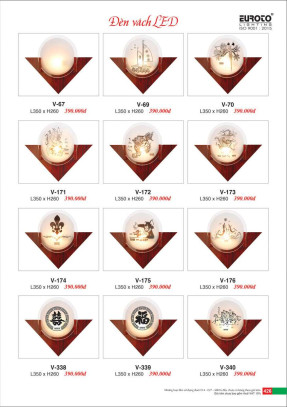 Đèn vách Euroto V-67, V-69, V-70, V-171, V-172, V-173, V-174, V-175, V-176, V-338, V-339, V-340
