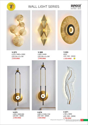 Đèn vách Euroto V-972, V-969, V-955, V-975, V-976, V-971