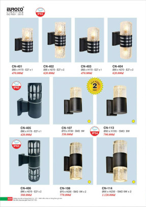 Đèn vách Euroto CN-401, CN-402, CN-403, CN-404, CN-405, CN-406, CN-107, CN-108, CN-113, CN-114