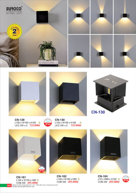 Đèn vách Euroto CN-129, CN-130, CN-161, CN-162, CN-164