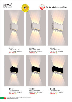 Đèn vách Euroto CN-291, CN-292, CN-293, CN-294, CN-295, CN-296