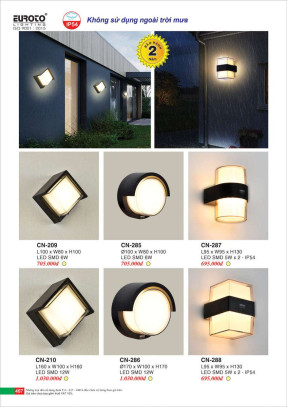 Đèn vách Euroto CN-209, CN-210, CN-285, CN-286, CN-287, CN-288