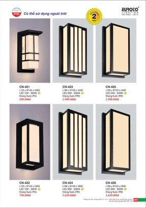 Đèn vách Euroto CN-421, CN-422, CN-423, CN-424, CN-425, CN-426