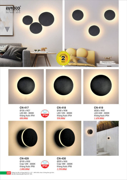 Đèn vách Euroto CN-417, CN-418, CN-419, CN-429, CN-430