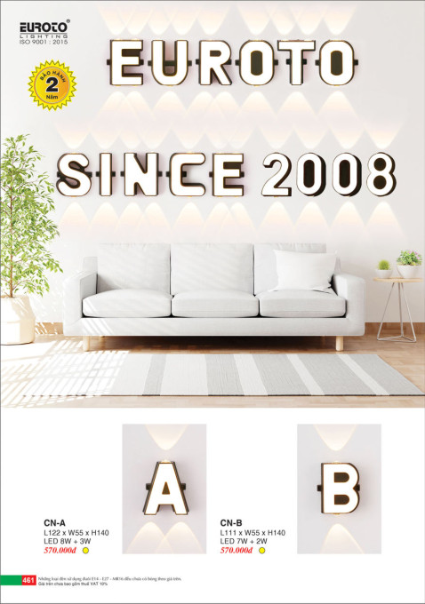 Đèn vách Euroto chữ CN-A, CN-B