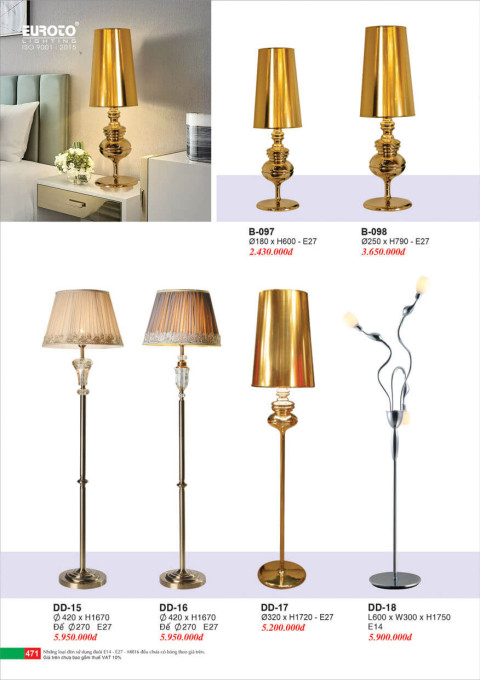 Đèn bàn Euroto B-097, B-098, D-15, D-16, D-17, D-18