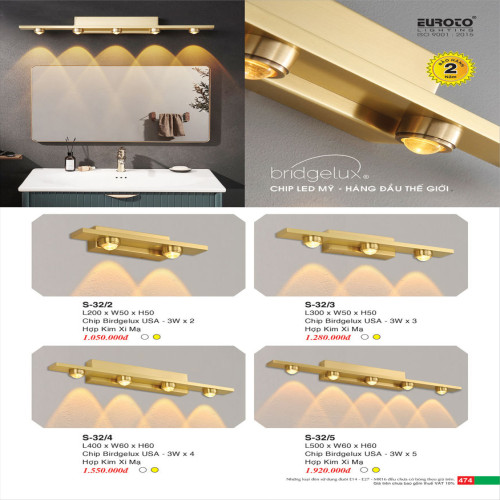 Đèn soi gương Euroto S-32/2, S-32/3, S-32/4, S-32/5