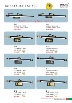 Đèn soi gương Euroto S-01, S-02, S-11, S-12, S-13, S-14, S-15, S-16