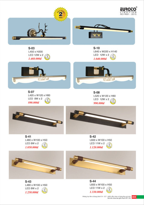 Đèn soi gương Euroto S-03, S-07, S-08, S-10, S-41, S-42, S-43, S-44