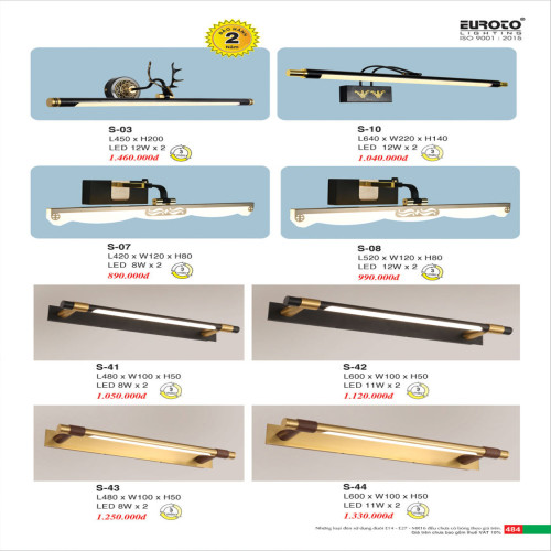 Đèn soi gương Euroto S-03, S-07, S-08, S-10, S-41, S-42, S-43, S-44