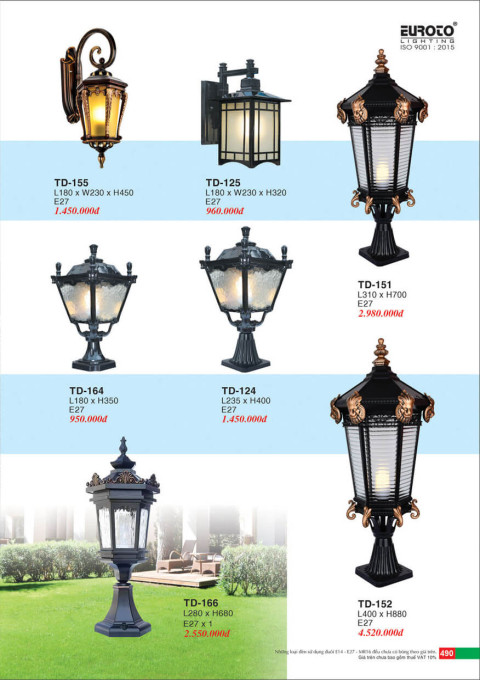 Đèn trụ Euroto TD-155, TD-125, TD-164, TD-124, TD-166, TD-151, TD-152
