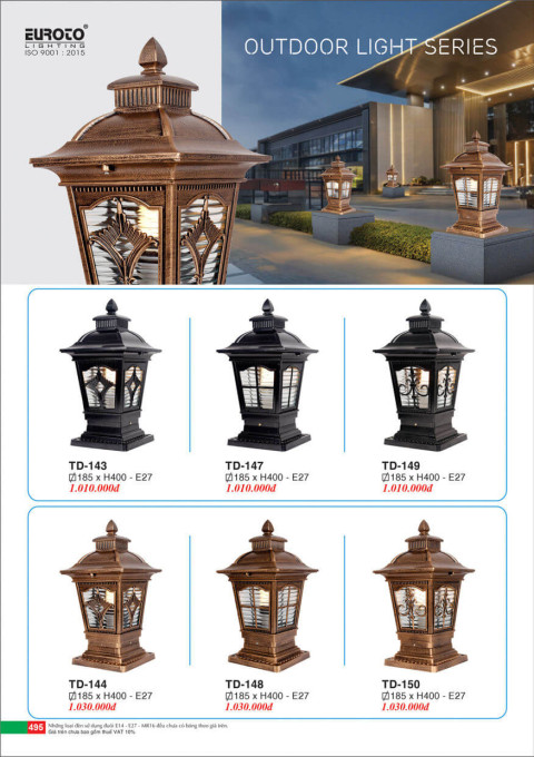 Đèn trụ Euroto TD-143, TD-144, TD-147, TD-148, TD-149, TD-150