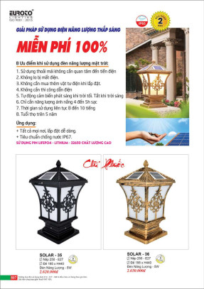 Đèn trụ năng lượng mặt trời Euroto Solar 35, Solar 36