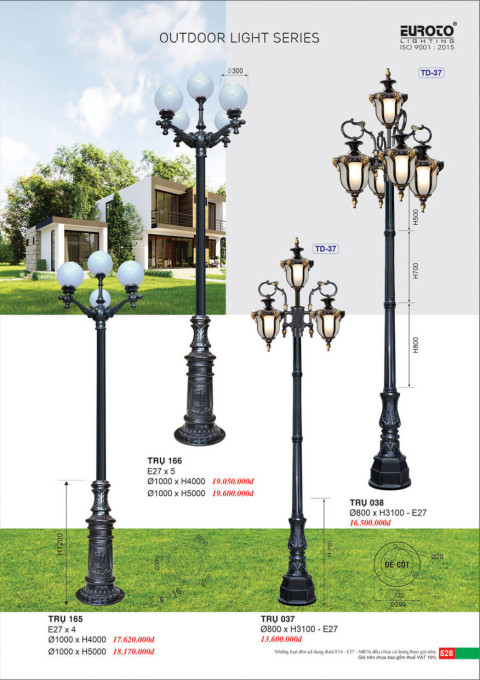Đèn trụ Euroto Trụ 165, Trụ 166, Trụ 037, Trụ 038