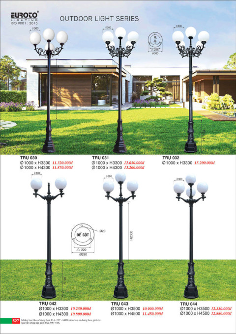 Đèn trụ Euroto Trụ 030, Trụ 031, Trụ 032, Trụ 042, Trụ 043, Trụ 044