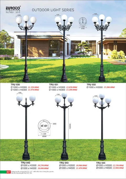 Đèn trụ Euroto Trụ 030, Trụ 031, Trụ 032, Trụ 042, Trụ 043, Trụ 044
