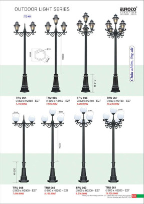 Đèn trụ Euroto Trụ 054, Trụ 055, Trụ 056, Trụ 057, Trụ 058, Trụ 059, Trụ 060, Trụ 061
